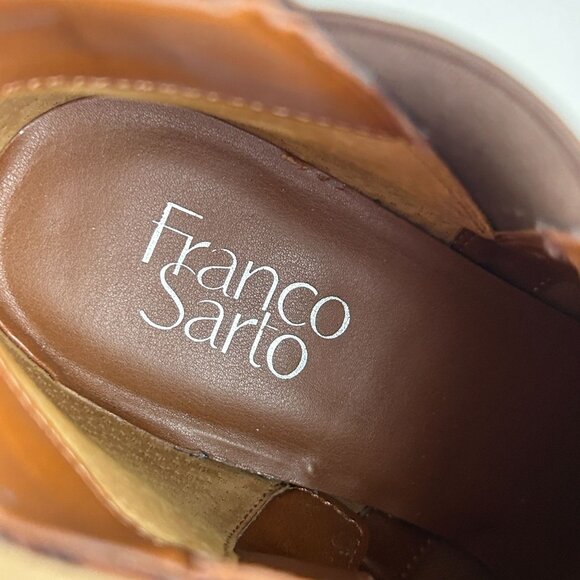 Franco Sarto Nico Snake Faux Leather Ankle Boots Womens 8.5 Brown Side Zip - Picture 8 of 10